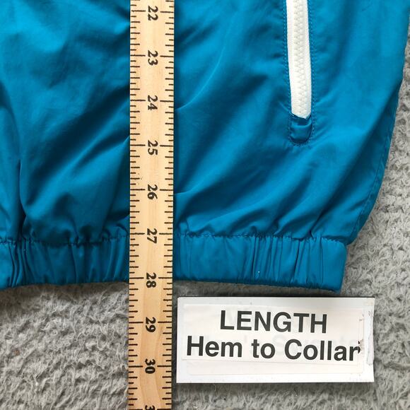 Volcom Mesh Lined Windbreaker Jacket Hoodie Mens Large Full Zip Teal Blue White - Picture 8 of 13